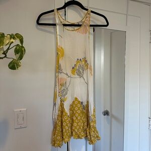 Free People tank top yellow and white mini dress
